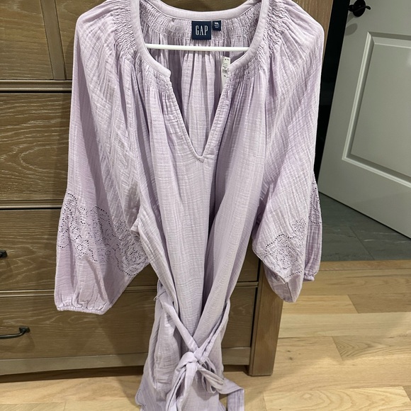 NWT - GAP Women’s Crinkle Gauze Embroidered Mini Dress in Lilac Lavender XXL - Picture 5 of 5